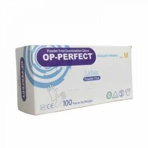 دستکش لاتکس بدون پودر برند اوپی پرفکت سایز متوسط بسته 100 عددی ( ارسال از تهران )