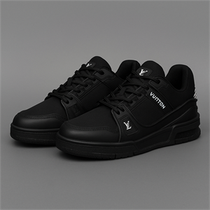 کتونی لویی ویتون  LV کاستوم لوکس مشکی  Louis Vuitton Trainer Low  مستر درجه یک کد 0120