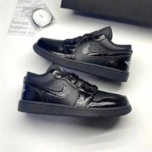کفش نایک ایر جردن وان لو پتنت الفنت بلک Nike Air Jordan 1 Low Patent Elephant Black