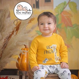 بلوز آستین بلند نوزادی طرح زرافه