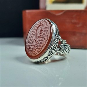 انگشتر نقره مردانه عقیق سرخ   
