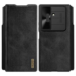 کیف چرمی محافظ دوربین دار و قلم هوشمند Samsung Galaxy Z Fold 7 مارک نیلکین مدل Qin Pro