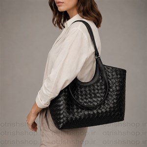 کیف زنانه آماندا (طرح بافت حصیری، قابلیت جمعشدگی، مناسب مهمانی و رسمی)   فروشگاه کیف اتریش