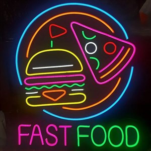 تابلو نئون پلکسی فست فود( نئون فلکسی پیتزا و همبرگر) fast food