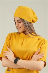 کلاه پزشکی ساده رنگ خردلی کد ۴۳
