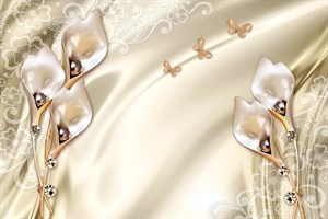 پوستر دیواری طرح گل شیپوری مصنوعی و پروانه