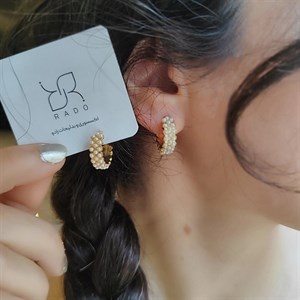 پک گوشواره ترند نقره ای حلقه مرواریدی