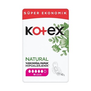 نوار بهداشتی کوتکس Kotex بلند گیاهی Natural بسته 16 عددی کد 61400012