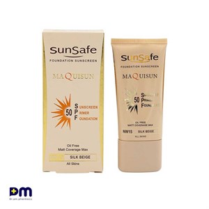 ضد آفتاب کرم پودری و پرایمری SPF50 سان سیف (بژ ابریشمی) مناسب انواع پوست