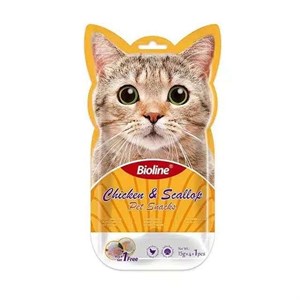 بستنی گربه پت اسنک بایولاین مدل طعم مرغ و گوش ماهی 15 گرم بسته 5 عددی