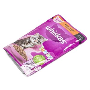 پوچ بچه گربه ویسکاس ترک مدل جونیور با طعم مرغ whiskas for kittens Chicken pate وزن 85 گرم