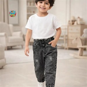 شلوار مام استایل زغالی بچه گانه 4461