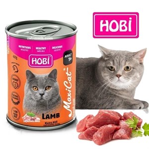 کنسرو غذای گربه هوبی طعم بره مدل چانکی در سس Hobi adult cat lamb in gravy وزن ۴۰۰ گرم