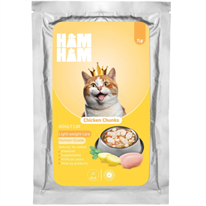 غذای گربه هام هام مدل مرغ تکه ای Ham Ham with Chicken وزن 75 گرم