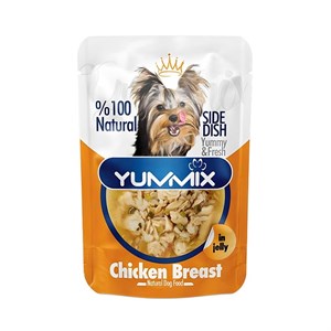 پوچ سگ بالغ یامیکس مدل نچرال در ژله با طعم مرغ Yummix With Chicken Natural Adult Dog Pouch وزن 85 گرم
