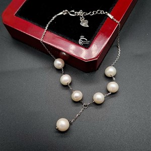دستبند نقره زنانه با مروارید طبیعی با عیار ۹۲۵ در فروشگاه نقره  رخسارسیلور 