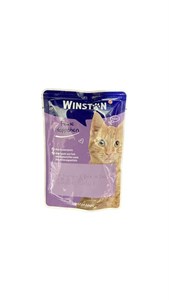 پوچ گربه بالغ وینستون طرح جدید طعم گوشت بوقلمون و جگر در سس Winston Adult Gravy وزن 100 گرم