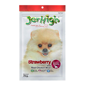 تشویقی سگ با طعم توت فرنگی جرهای JerHigh Chicken Sticks Strawberry وزن 60 گرم
