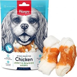 تشویقی سگ ونپی مدل مرغ و رپ روهاید Chicken Jerky & Rawhide Wraps وزن 100 گرم