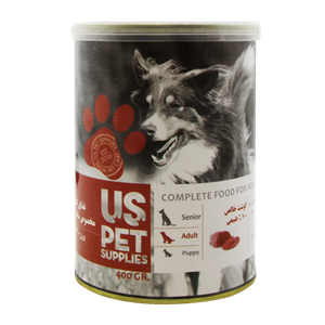 کنسرو غذای سگ یو اس پت با طعم گوشت گاو خالص UsPet Canned Food With Pure Beef وزن 400 گرم
