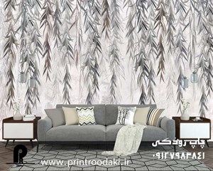 پوستر دیواری پتینه برگ درخت بید طوسی
