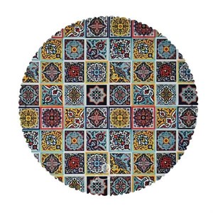 رومیزی مخمل طرح فیروزه - قطر 90