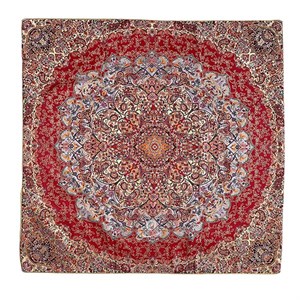 رومیزی ترمه طرح افشاری - رنگ فیروزه‌ای - ابعاد 97 در 97