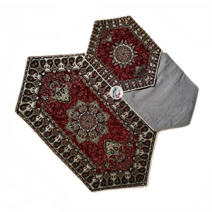 ست 4 تکه رومیزی ترمه طرح بهار - رنگ زرشکی