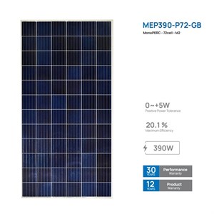پنل خورشیدی ۳۹۰ وات یک طرفه مونوکریستال مانا انرژی (MEP390-P72-GB)