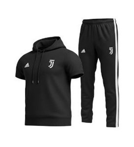 ست تیشرت کلاهدار و شلوار مردانه مدل Juventus-مشکی
