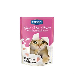 پوچ گربه بالغ فنبی مدل Goat Milk طعم مرغ و سالمون وزن 85 گرم