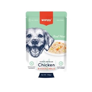 پوچ سگ ونپی مدل “Wanpy Super Premium” با طعم مرغ و سبزیجات وزن 100 گرم