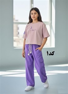 تیشرت شلوار دخترانه گلدوز پر