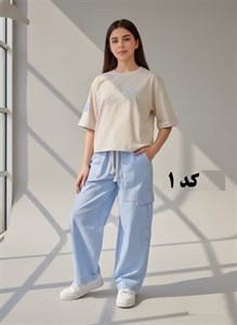 کراپ شلوار دخترانه شیک طرح قلب و چشمک
