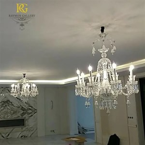 لوستر شفاف باکارات کریستالی آویز کوتاه زنگوله ای (8شاخه)