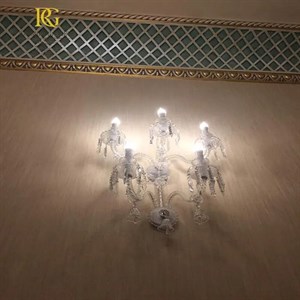 دیوارکوب 5 شاخه تمام کریستالی سفید وارداتی
