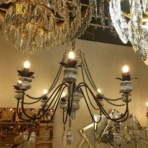 لوستر 8 شاخه چوب رنگ طوسی
