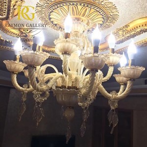 لوستر شامپاینی باکارات کلاسیک با آویز برگی 9  شاخه(6 3)