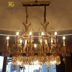 لوستر مستطیل خطی کلاسیک سبک باکارات طلایی