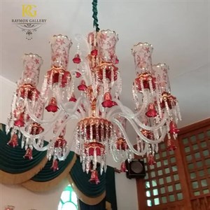 لوستر کریستالی باکارات سفید قرمز سلطنتی( 10 شاخه)