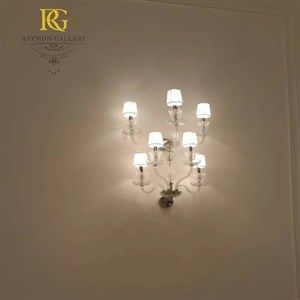 دیوار کوب 7 شاخه باکارات شید دار کریستالی