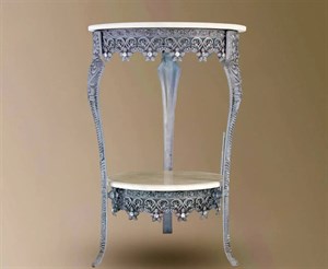 میز زیر تلفنی لاکچری سنگی نقره ای 