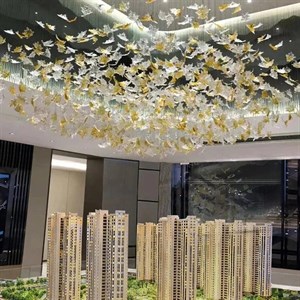 لوستر گنبدی مدرن کریستالی برگ پاییزی