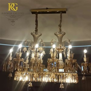 لوستر باکارات 10 شعله مدل خطی عسلی