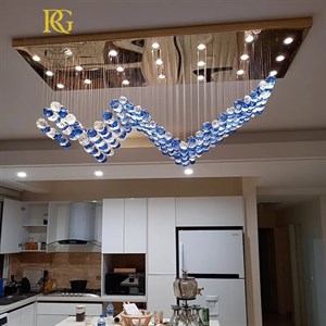لوستر دست ساز سنگ آبی و سفید