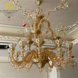 لوستر مورانو حلزونی و شاخه گلبرگی کریستالی(12 شاخه)