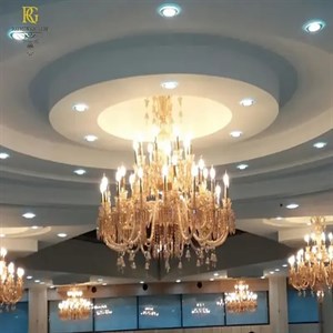 لوستر باکارات طلایی مجلل بزرگ چند طبقه32شاخه