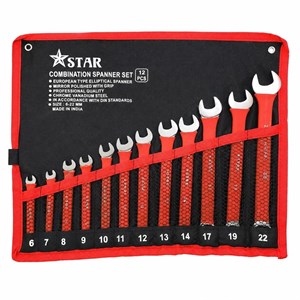 ست آچار یک‌سر رینگ یک‌سر تخت ۱۲ پارچه استار مدل STAR