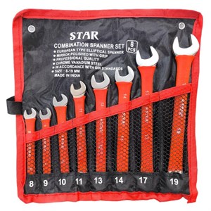 ست آچار یک‌سر رینگ یک‌سر تخت ۸ پارچه استار مدل STAR