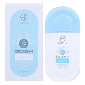 کرم ضد آفتاب بی‌رنگ استلین، 80 SPF، مدل ultra،  مناسب انواع پوست با حجم 100 میلی لیتر، محافظت‌کننده در برابر اشعه‌های UVA و UVB، مرطوب‌کننده، فاقد پارابن، PA، ضد پیری، دارای فرمولاسیون فاقد چربی، با ماندگاری 3 ساعته